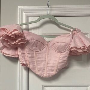 Bardot Pink Off-Shoulder Ruffle Top